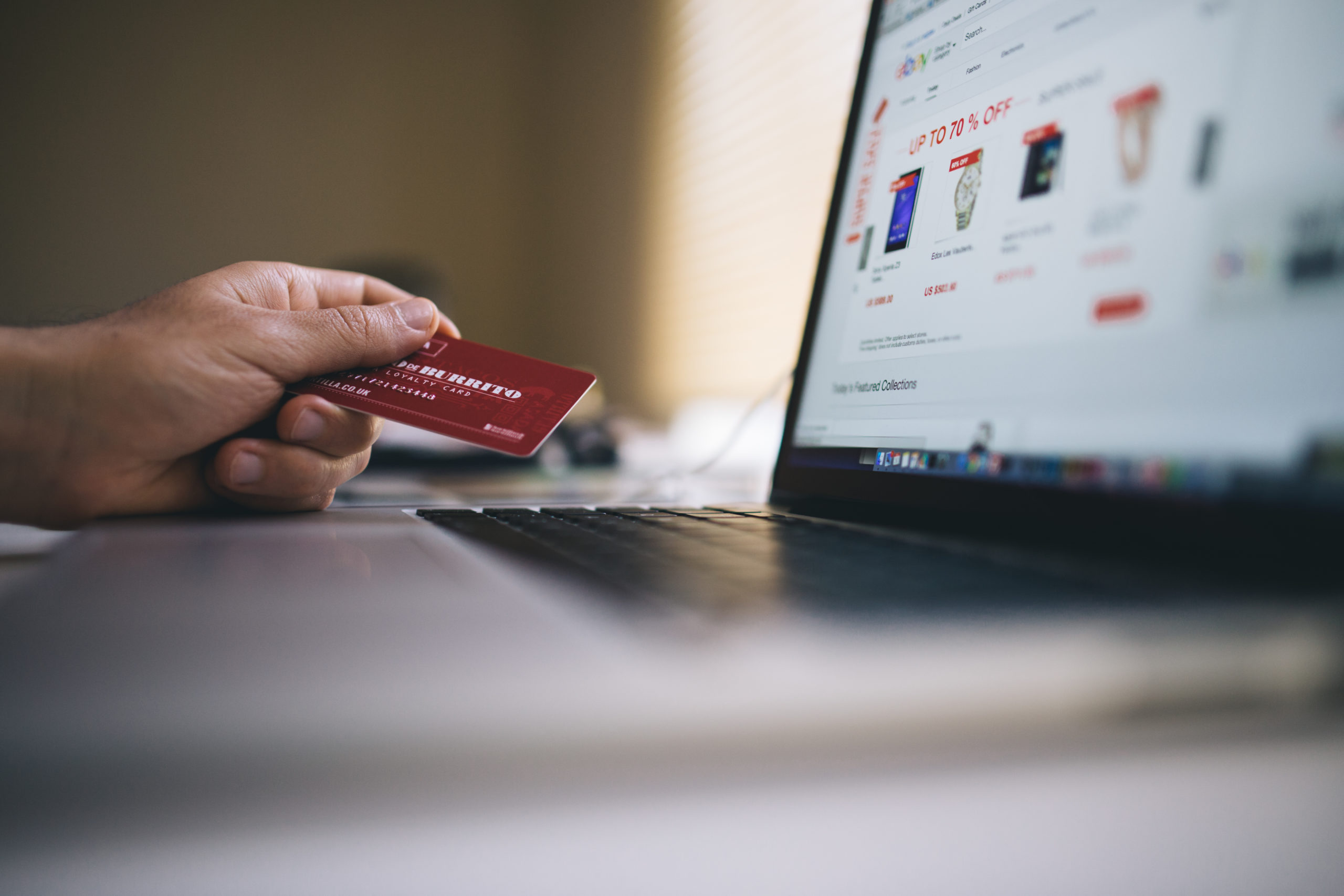 safe online shopping tips - credit card and laptop