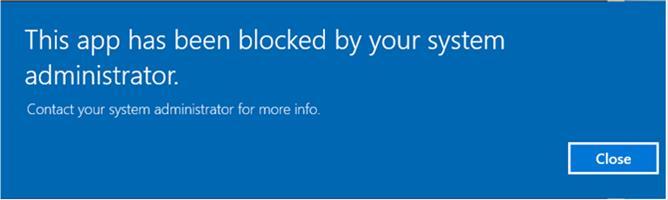 this app has been blocked by your system administrator windows 10