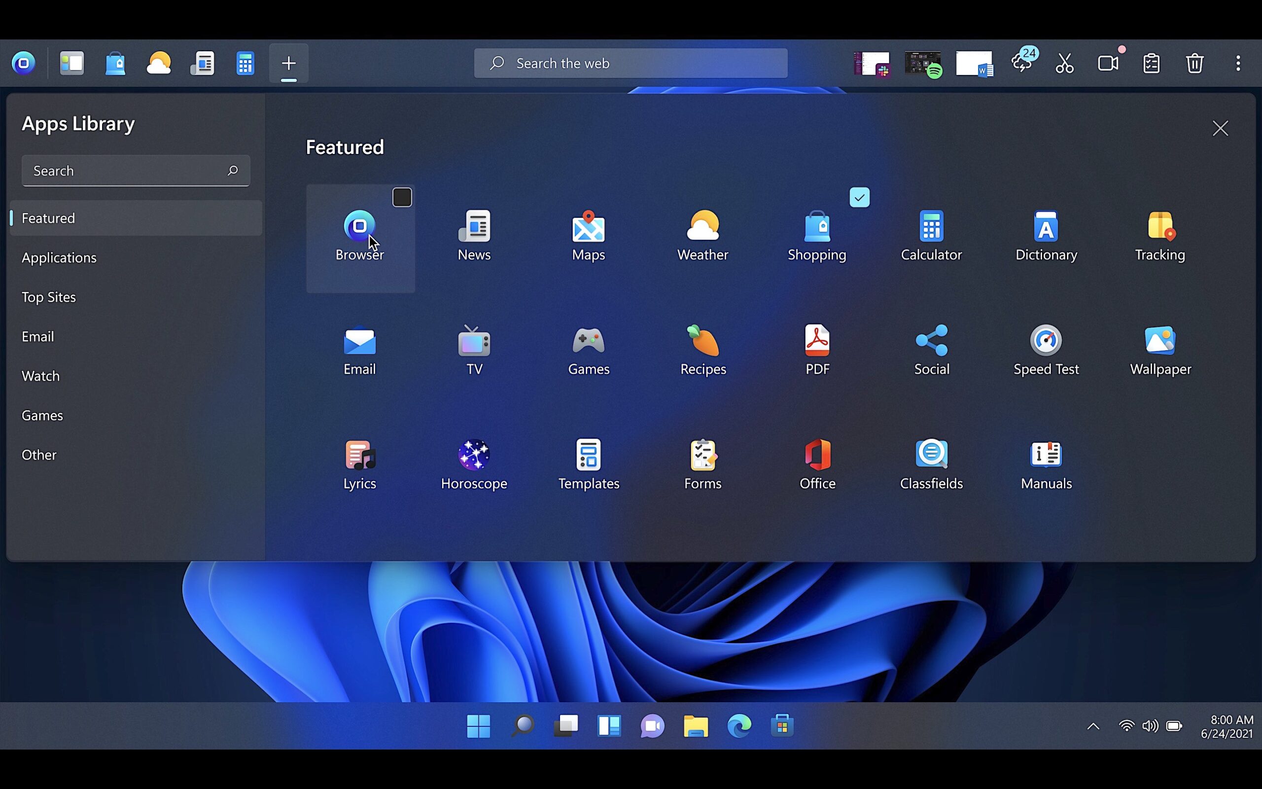 OneLaunch Windows 11 - Icons in dark mode