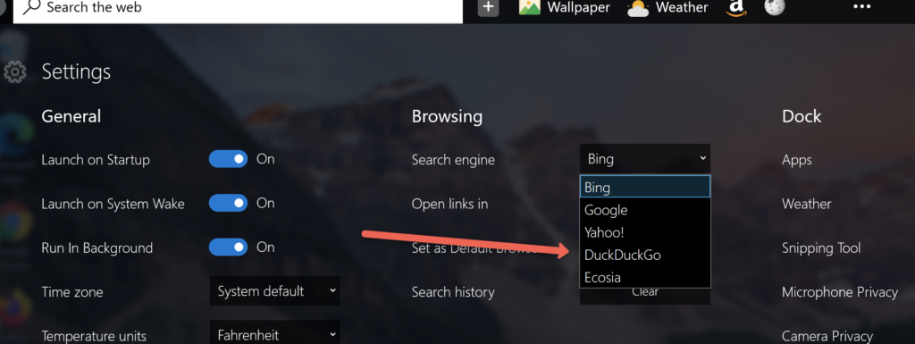 OneLaunch Search Engine Drop Down