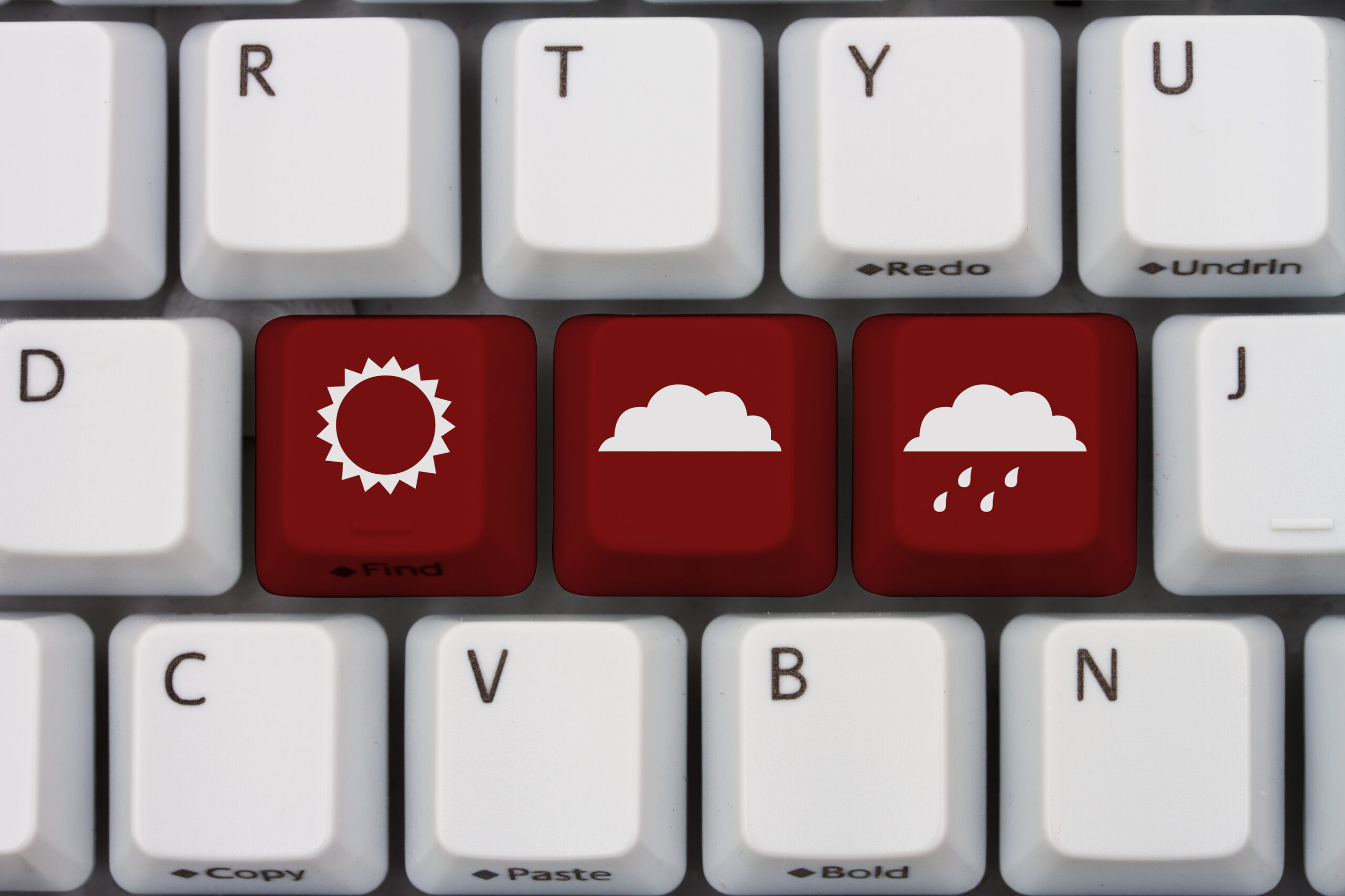 Keyboard with weather icons in red